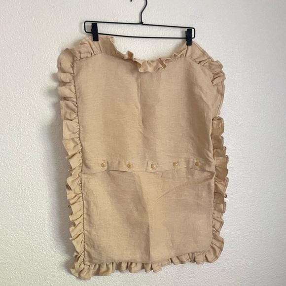 Lauren Ralph Lauren San Luca Ruffle Linen Standard Pillow Sham Sand - Picture 3 of 6